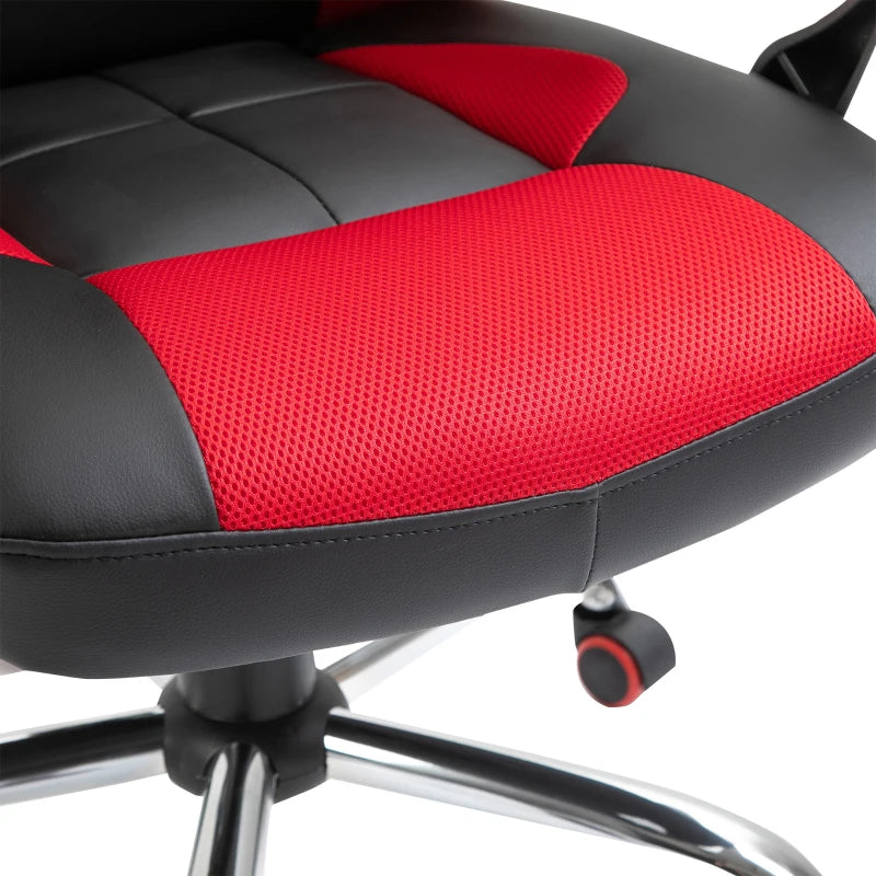 Racing Gamer Chair, High Back Faux Leather Gaming Chair with Headrest and Lumbar Support, Red