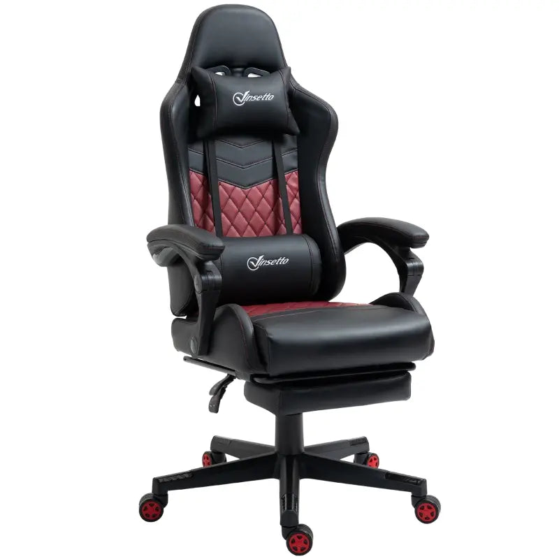 Racing Gaming Chair Diamond PU Leather Office Gamer Chair High Back Swivel Recliner with Footrest, Lumbar Support, Adjustable Height