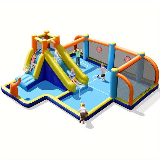 Giant Soccer-Themed Inflatable Water Slide Bouncer