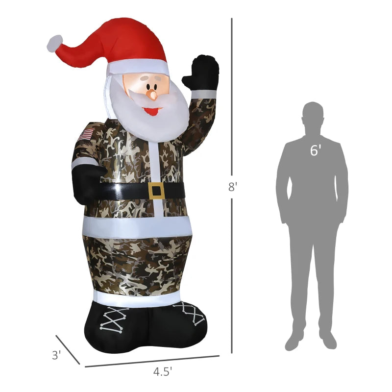 8' Christmas Inflatable Santa Claus, Outdoor Blow-Up Yard Decoration with LED Lights Display