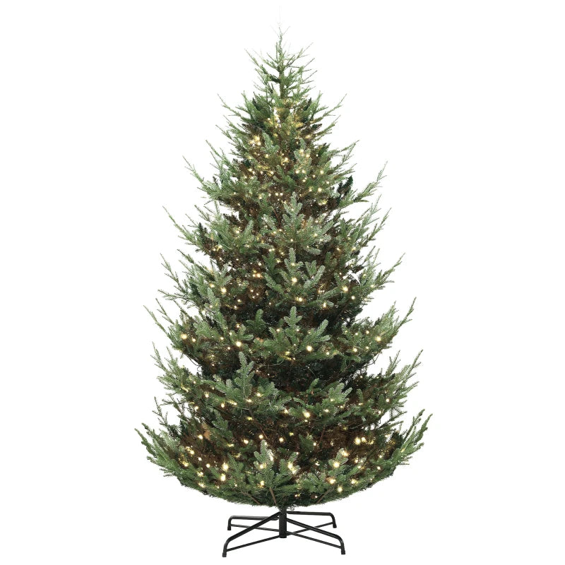 9 ft Artificial Christmas Tree, Prelit Christmas Tree with 300 LED Lights, 1939 Branch Tips and Wide Metal Base, Green