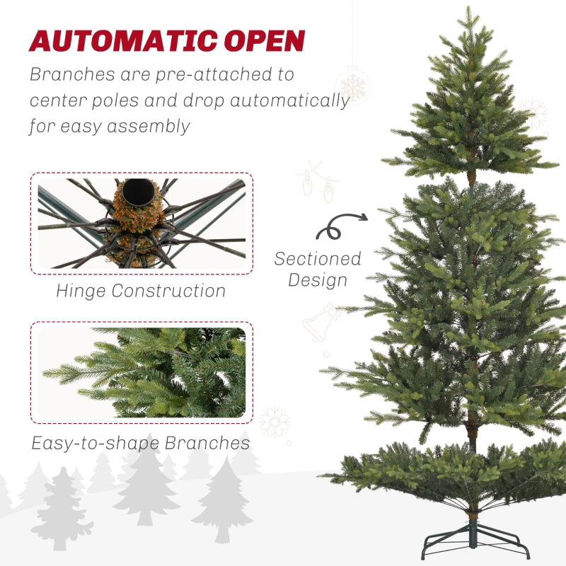 12ft Hinged Artificial Christmas Tree with Foldable Stand, Easy Assembly, Xmas Tree for Home Office Holiday, Green