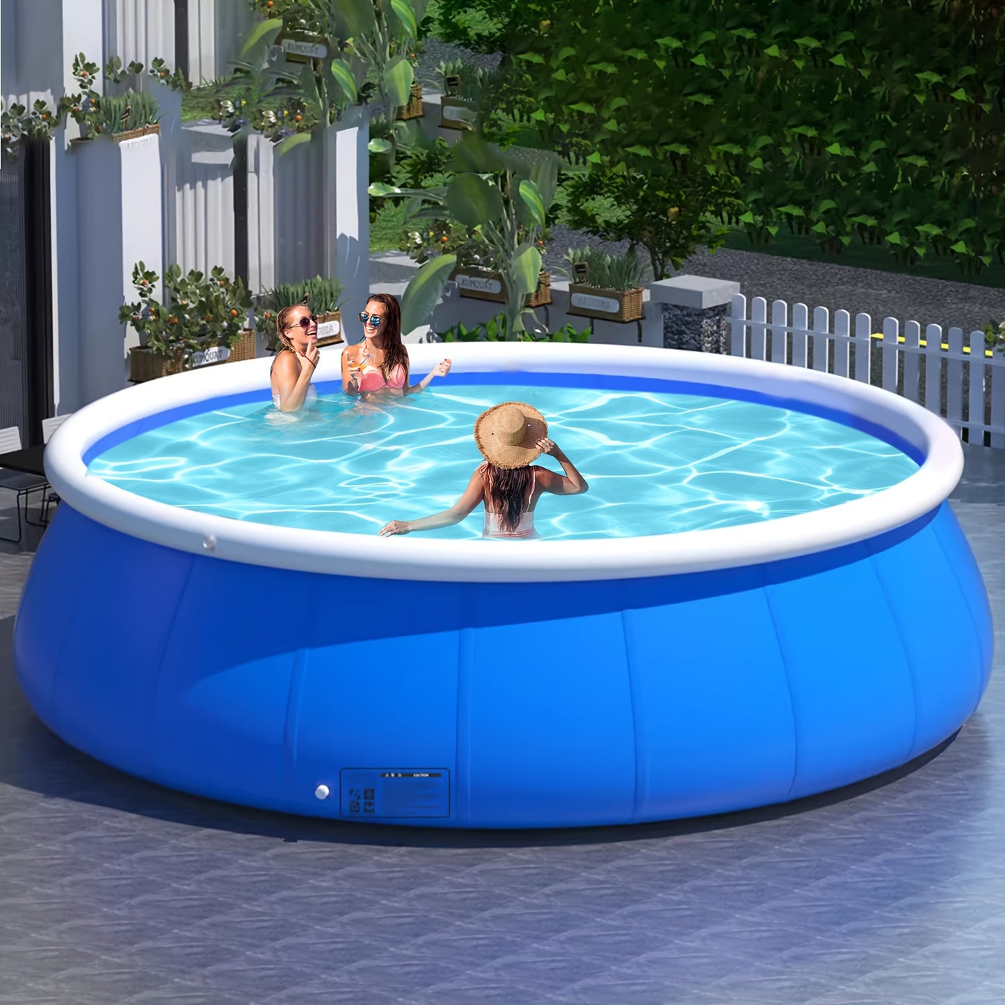 1pc Round Inflatable Swimming Pool, Large PVC Material Swimming Pool, For Family Outdoor Garden Fun