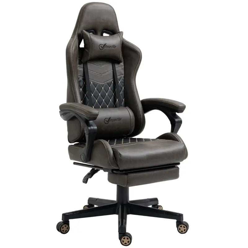 Racing Gaming Chair Diamond PU Leather Office Gamer Chair High Back Swivel Recliner with Footrest, Lumbar Support, Adjustable Height