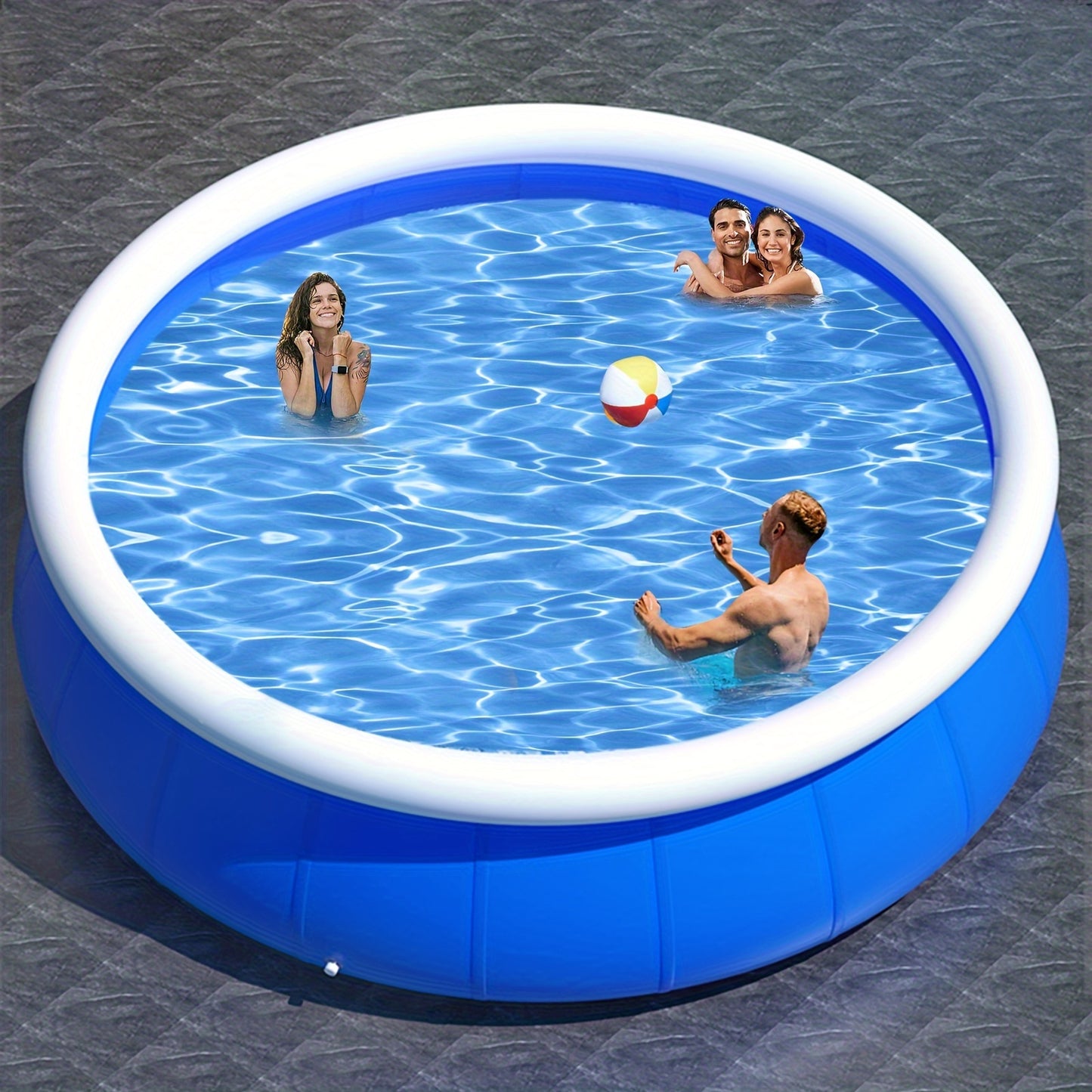 1pc Round Inflatable Swimming Pool, Large PVC Material Swimming Pool, For Family Outdoor Garden Fun