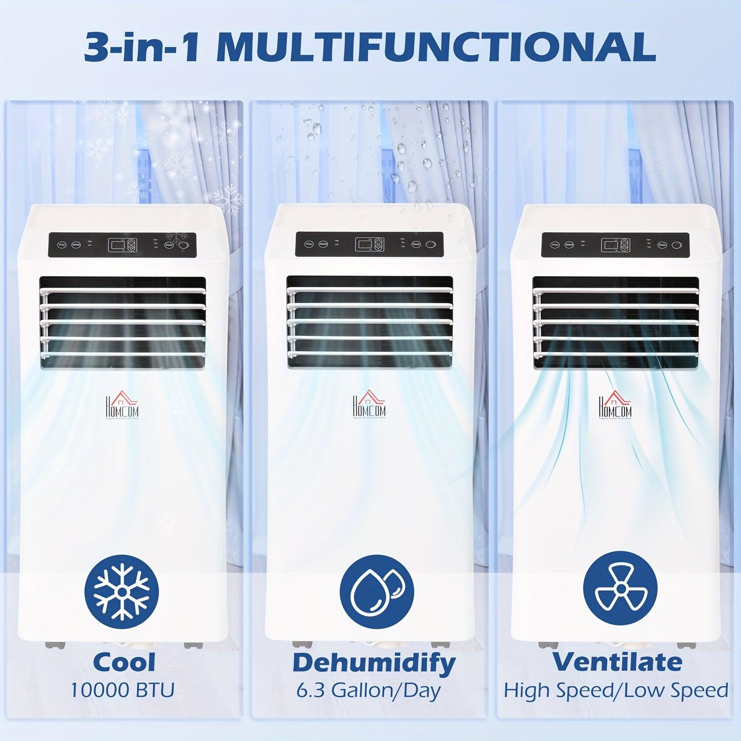 8000 BTU Portable Air Conditioner - Cooling, Dehumidifier, Ventilating