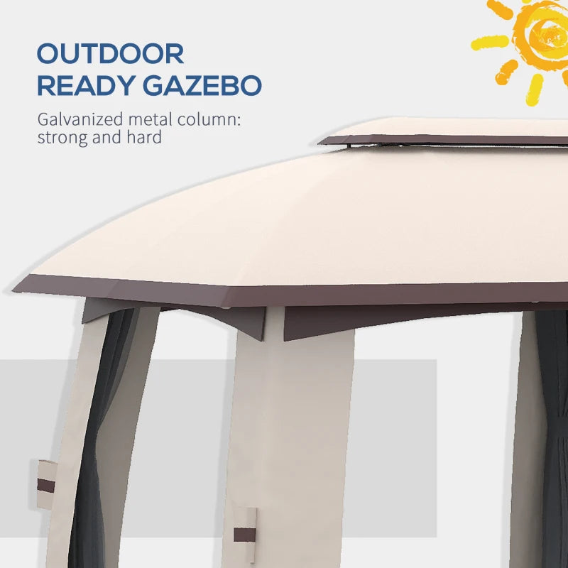 10' x 20' Patio Gazebo, Outdoor Gazebo Canopy Shelter with Netting, Vented Roof for Garden