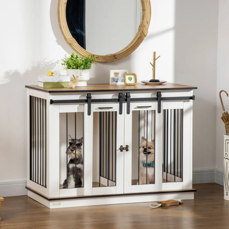 Dog Crate, Dog Cage End Table with Divider Panel, Dog Crate Furniture for Large Dog and 2 Small Dogs