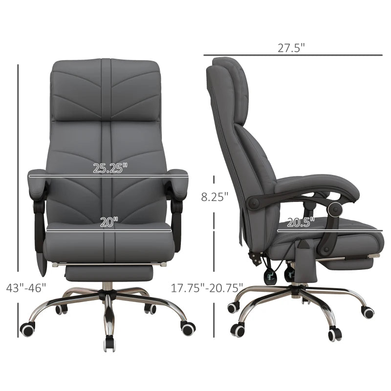 Executive Massage Office Chair with 4 Vibration, Computer Desk Chair, PU Leather Heated Reclining Chair with Adjustable Height, Swivel Wheels