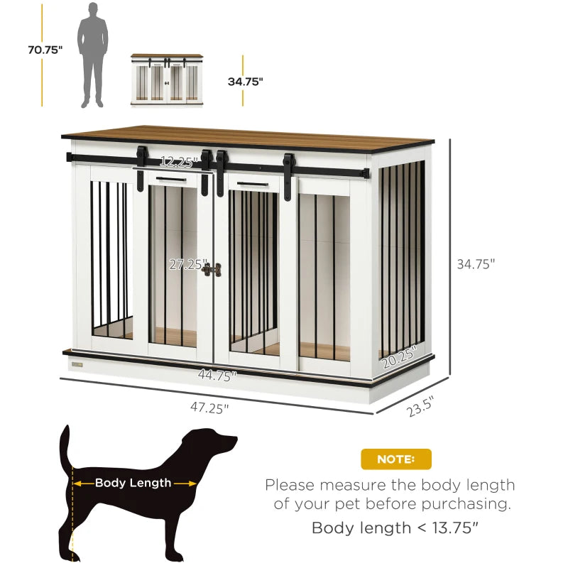 Dog Crate, Dog Cage End Table with Divider Panel, Dog Crate Furniture for Large Dog and 2 Small Dogs