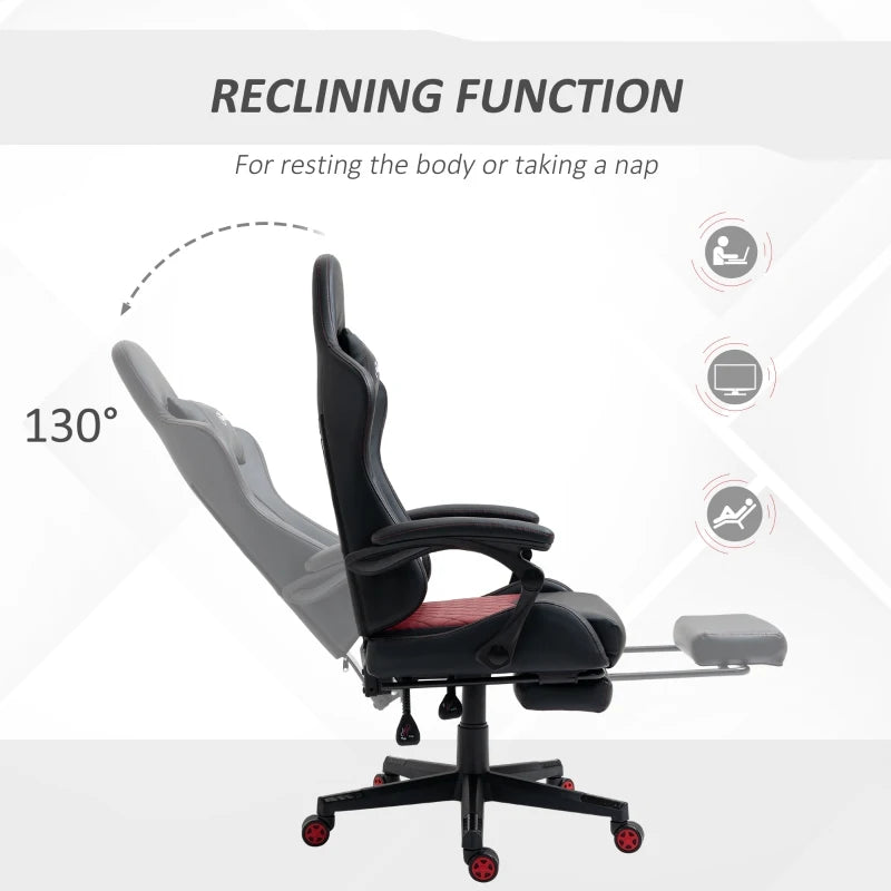 Racing Gaming Chair Diamond PU Leather Office Gamer Chair High Back Swivel Recliner with Footrest, Lumbar Support, Adjustable Height