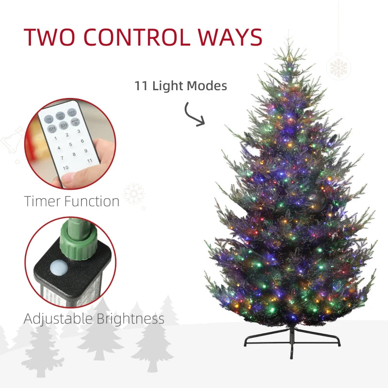 9 ft Artificial Christmas Tree, Prelit Christmas Tree with 300 LED Lights, 1939 Branch Tips and Wide Metal Base, Green