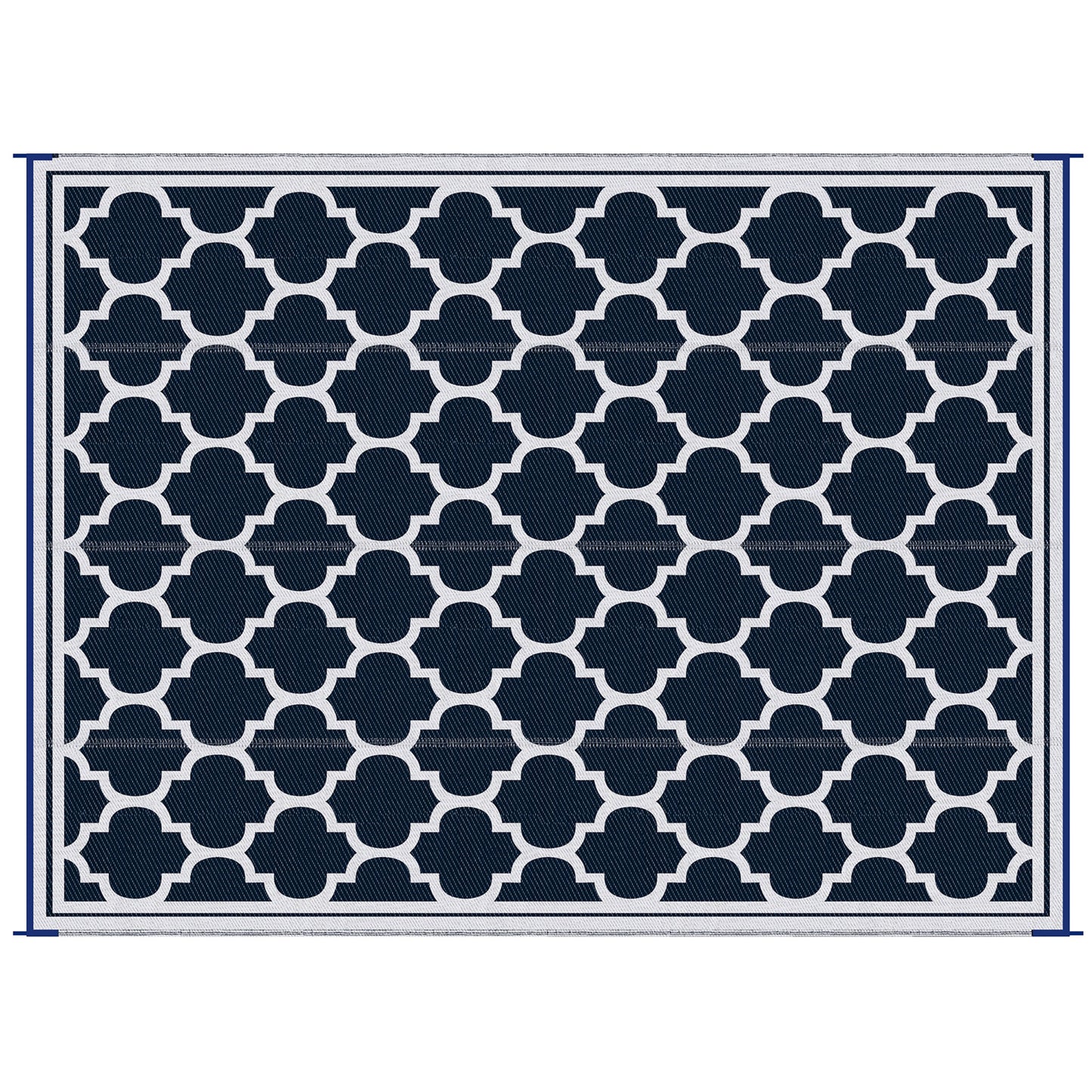 Reversible Outdoor Rug, 9' x 12' Waterproof Plastic Straw Floor Mat, Portable RV Camping Carpet, Large Floor Mat for Backyard, Deck, Picnic, Beach, Blue & White