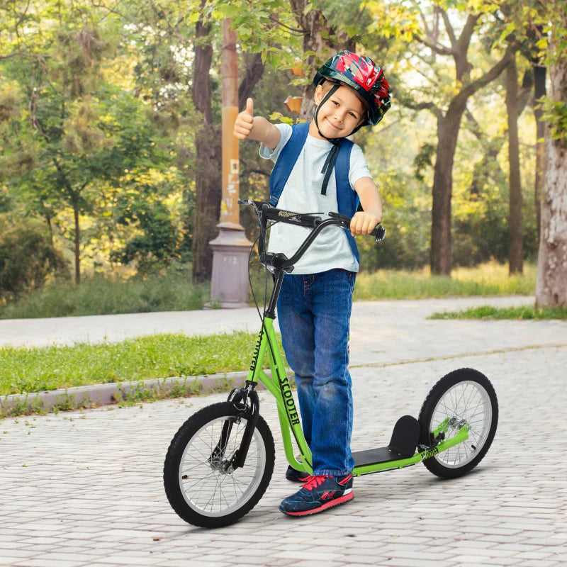 Youth Scooter Kick Scooter for Kids 5+ with Adjustable Handlebar 16" Front and Rear Dual Brakes Inflatable Wheels