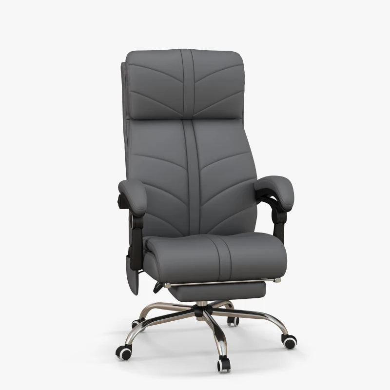 Executive Massage Office Chair with 4 Vibration, Computer Desk Chair, PU Leather Heated Reclining Chair with Adjustable Height, Swivel Wheels