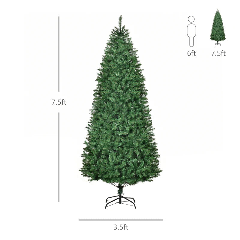 7.5ft Tall Pre-lit Pine Artificial Christmas Tree with Realistic Branches, 450 Warm White LED Lights and 1146 Tips