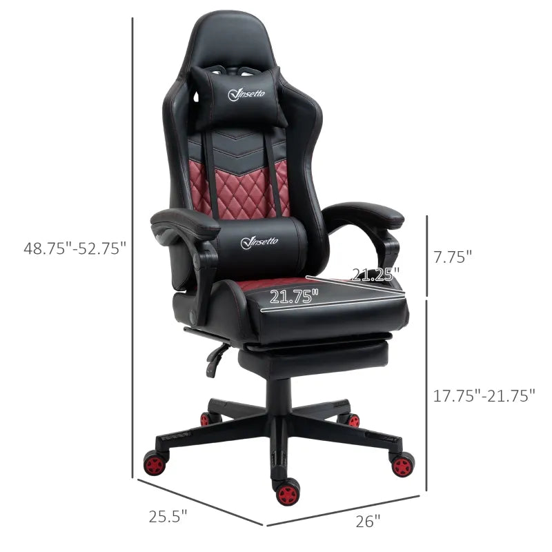 Racing Gaming Chair Diamond PU Leather Office Gamer Chair High Back Swivel Recliner with Footrest, Lumbar Support, Adjustable Height