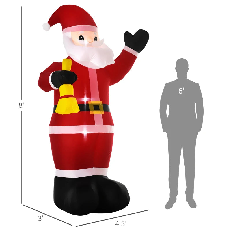 8' Christmas Inflatable Santa Claus, Outdoor Blow-Up Yard Decoration with LED Lights Display