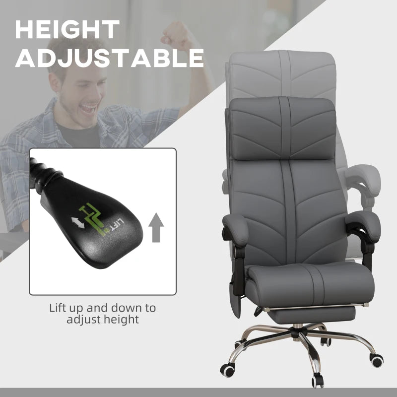 Executive Massage Office Chair with 4 Vibration, Computer Desk Chair, PU Leather Heated Reclining Chair with Adjustable Height, Swivel Wheels