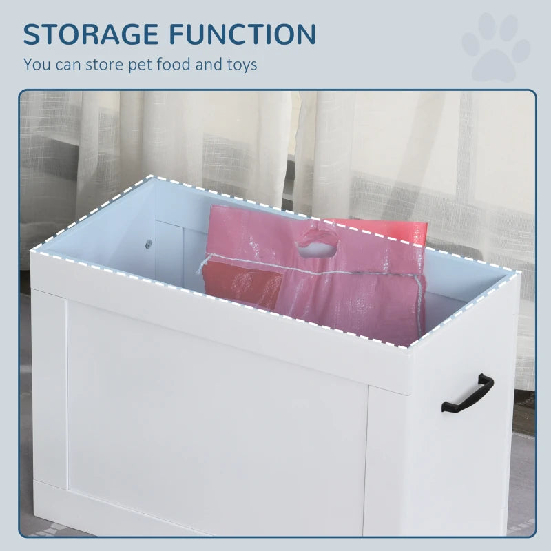 Raised Pet Feeding Storage Station with 2 Stainless Steel Bowls Base for Large Dogs and Other Large Pets