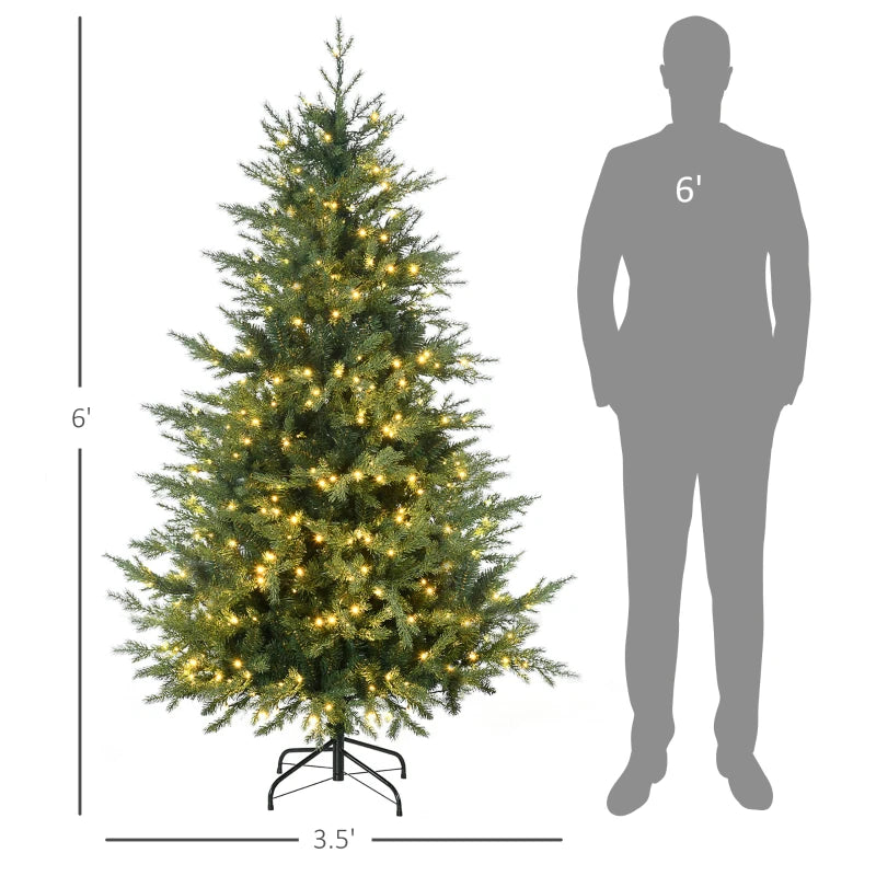 6' Artificial Prelit Christmas Trees Holiday Decor with Warm White LED Lights, Auto Open, 8 Light Modes