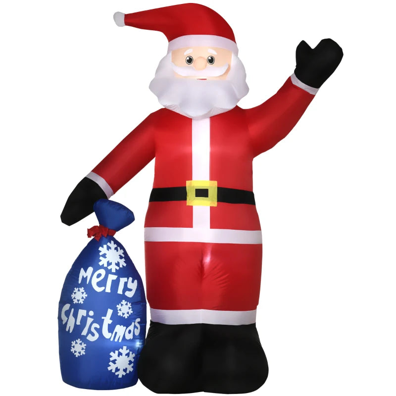 8' Christmas Inflatable Santa Claus, Outdoor Blow-Up Yard Decoration with LED Lights Display