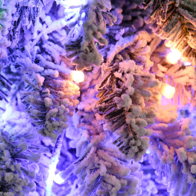 Artificial Slim Christmas Trees, with Snow Frosted Branches, Warm White or Colorful LED Lights, Downswept Shape