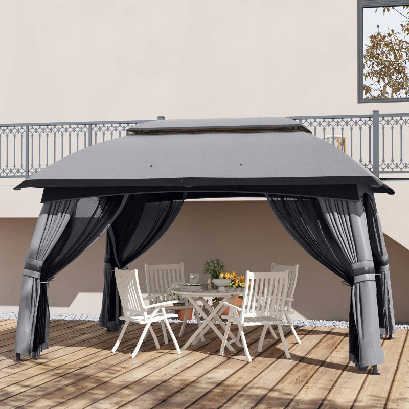 10' x 13' Patio Gazebo, Outdoor Gazebo Canopy Shelter with Netting, Vented Roof for Garden