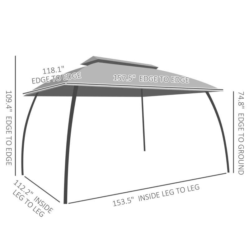 10' x 13' Patio Gazebo, Outdoor Gazebo Canopy Shelter with Netting, Vented Roof for Garden