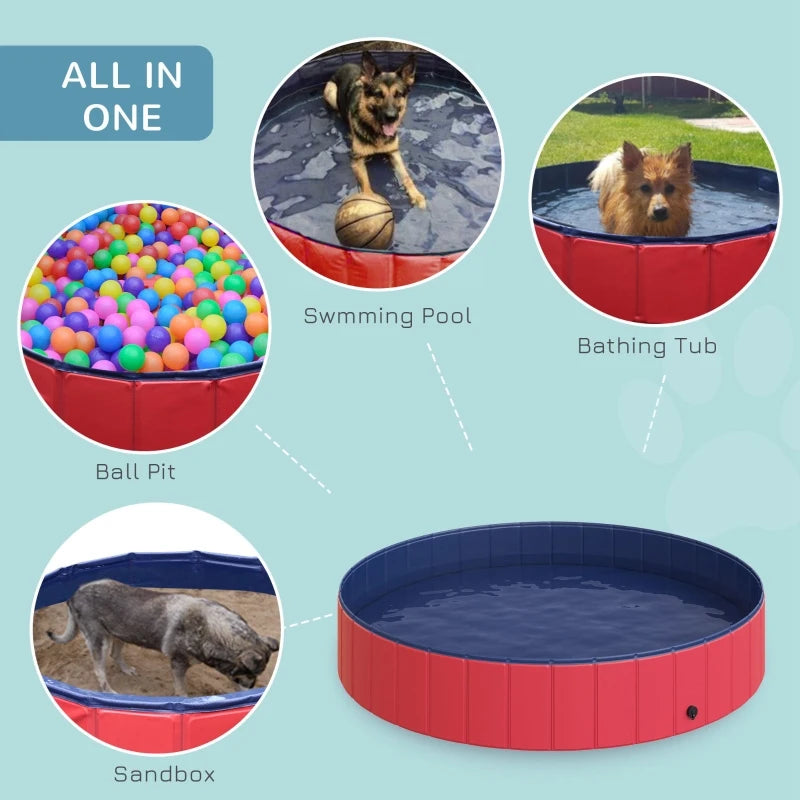 Foldable Pet Swimming Pool, Portable Dog Bathing Tub, 12" x 63" Plastic Large Dog Pool for Outdoor Dogs and Cats