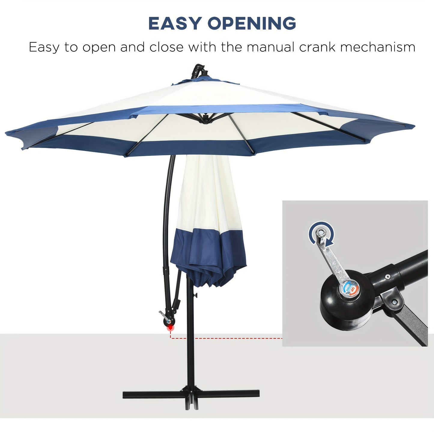 10ft Cantilever Umbrella with Crank and Cross Base