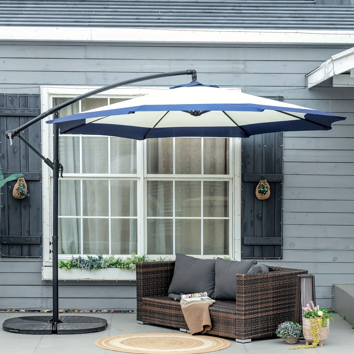 10ft Cantilever Umbrella with Crank and Cross Base