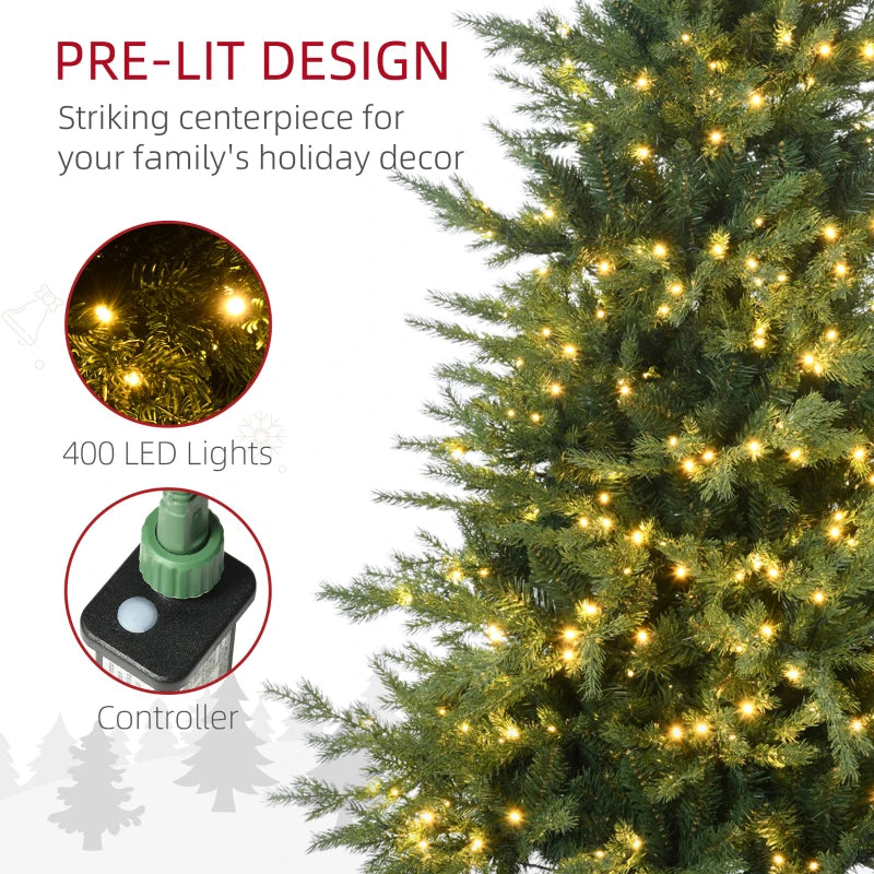 6' Artificial Prelit Christmas Trees Holiday Decor with Warm White LED Lights, Auto Open, 8 Light Modes