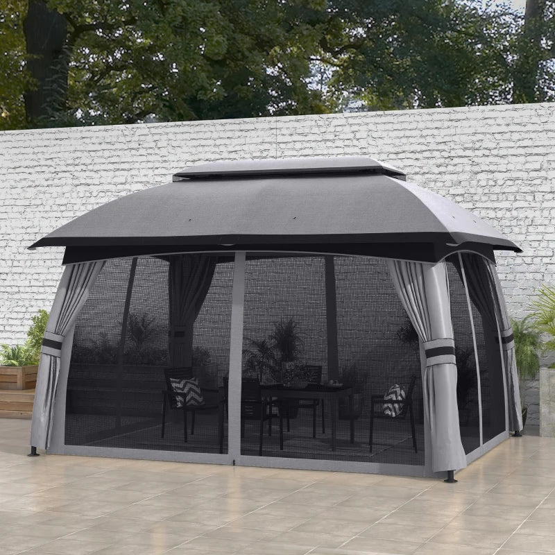 10' x 13' Patio Gazebo, Outdoor Gazebo Canopy Shelter with Netting, Vented Roof for Garden