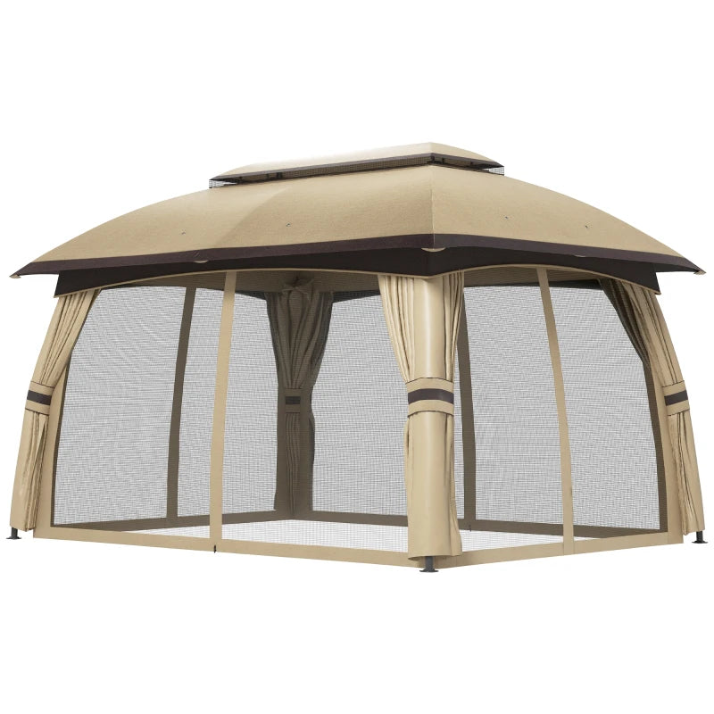 10' x 13' Patio Gazebo, Outdoor Gazebo Canopy Shelter with Netting, Vented Roof for Garden