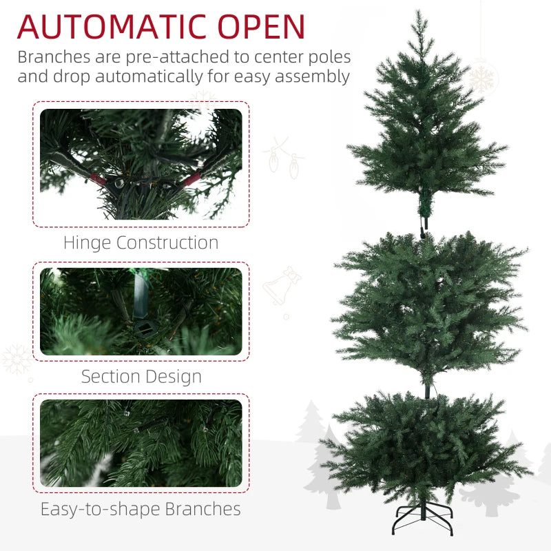 6' Artificial Prelit Christmas Trees Holiday Decor with Warm White LED Lights, Auto Open, 8 Light Modes