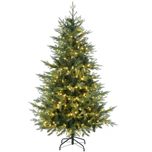 6' Artificial Prelit Christmas Trees Holiday Decor with Warm White LED Lights, Auto Open, 8 Light Modes