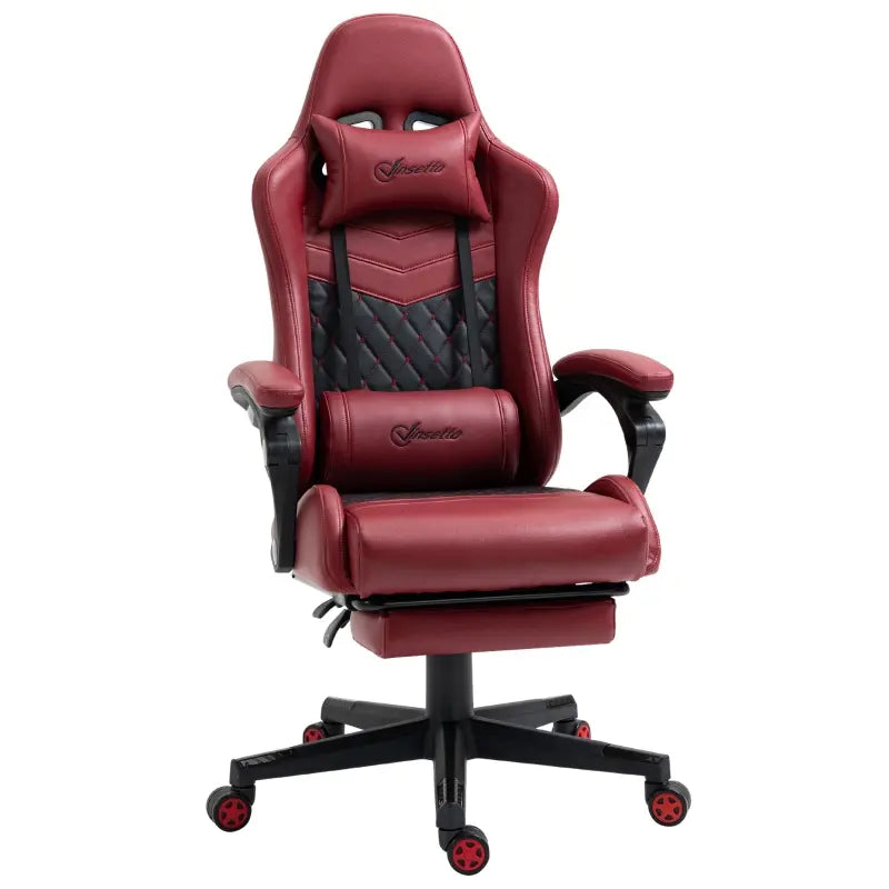 Racing Gaming Chair Diamond PU Leather Office Gamer Chair High Back Swivel Recliner with Footrest, Lumbar Support, Adjustable Height