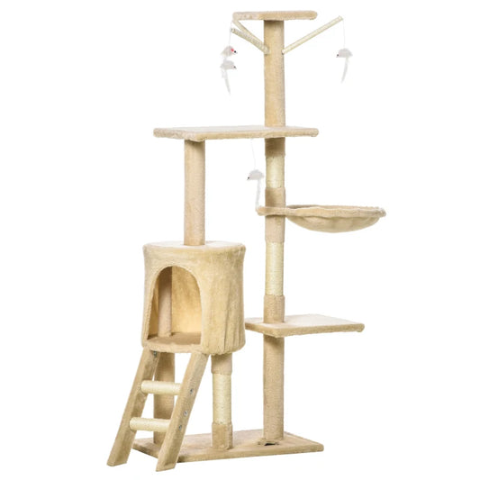 52" Cat Tree Tower, Multi-Level Cat Condo, Plush Sturdy Interactive Kittens Activity Tree House with Scratching Post