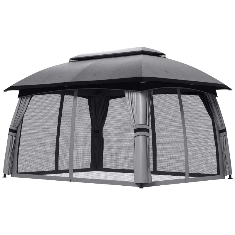 10' x 13' Patio Gazebo, Outdoor Gazebo Canopy Shelter with Netting, Vented Roof for Garden