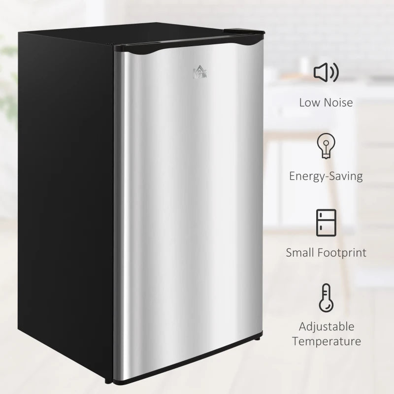 3.2 Cu.Ft Mini Fridge with Freezer, Single Door Compact Refrigerator with Adjustable Thermostat, Shelf and Reversible Door for Bedroom, Dorm, Home Office, Energy Efficient