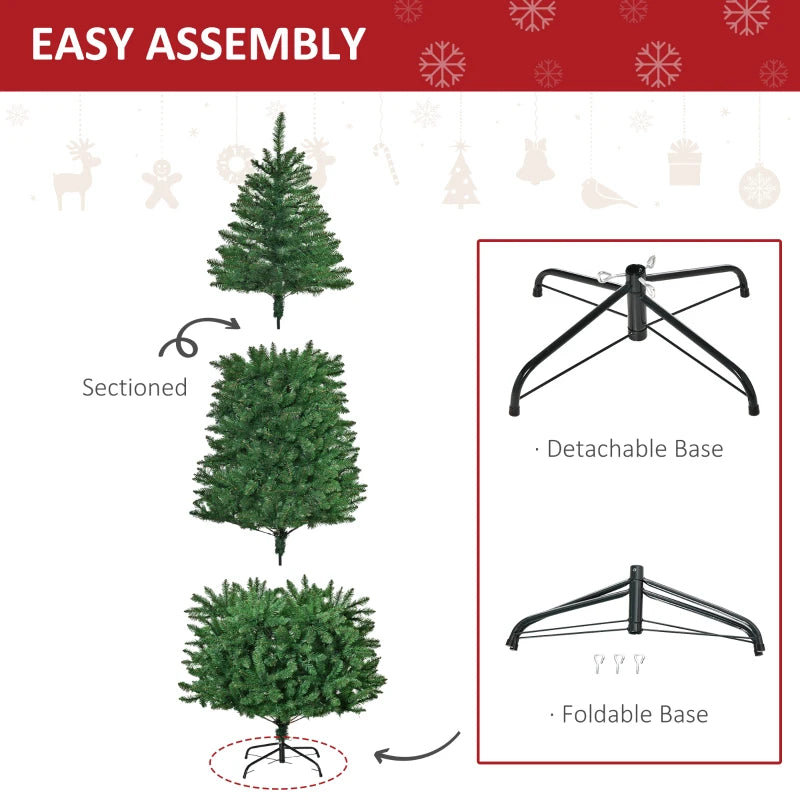 7.5ft Tall Pre-lit Pine Artificial Christmas Tree with Realistic Branches, 450 Warm White LED Lights and 1146 Tips