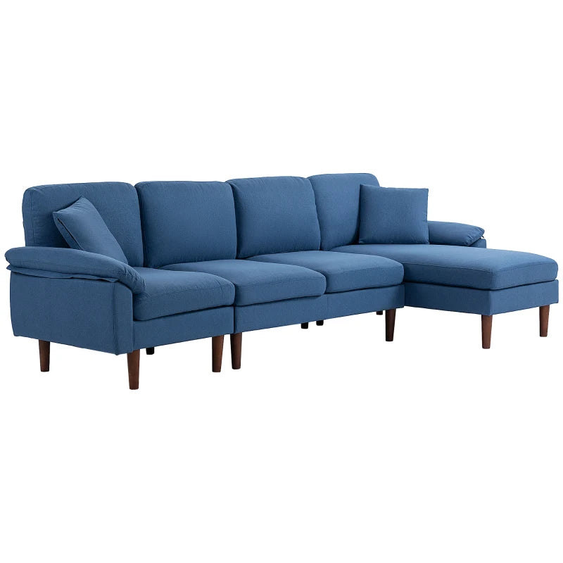 L Shape Sofa, Modern Sectional Couch with Reversible Chaise Lounge, Pillows and Wooden Legs for Living Room